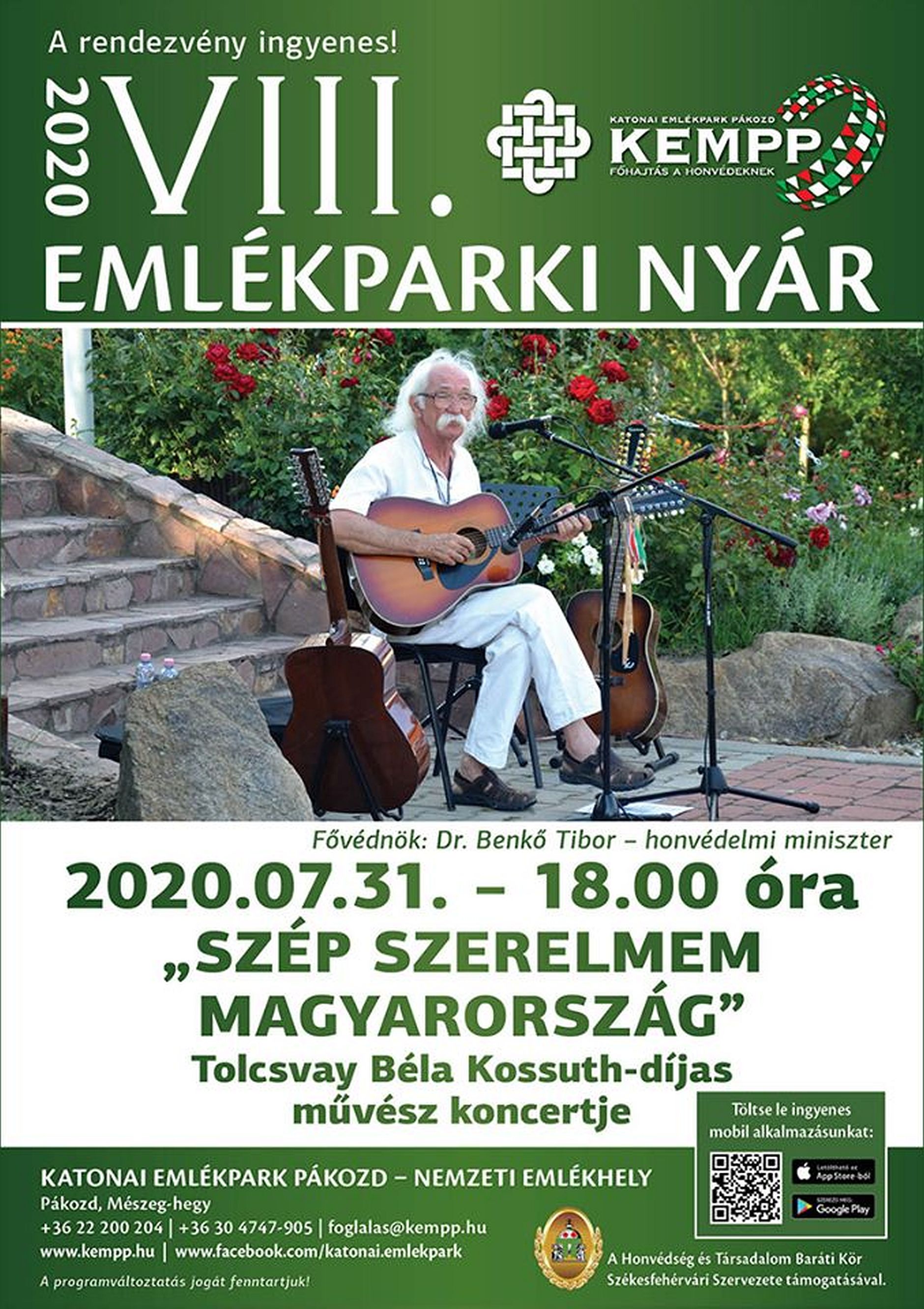 Tolcsvay Béla, Kossuth-díjas énekmondó ad koncertet pénteken a Katonai Emlékparkban