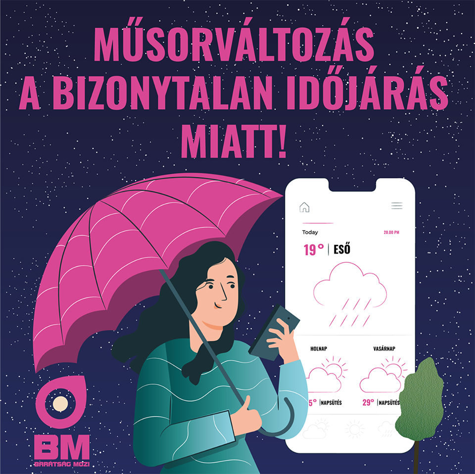 A bizonytalan időjárás miatt elmarad a kertmozi ezen a hétvégén