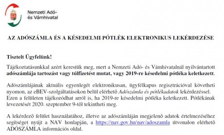 Megkezdődött az adószámla-értesítők kiküldése