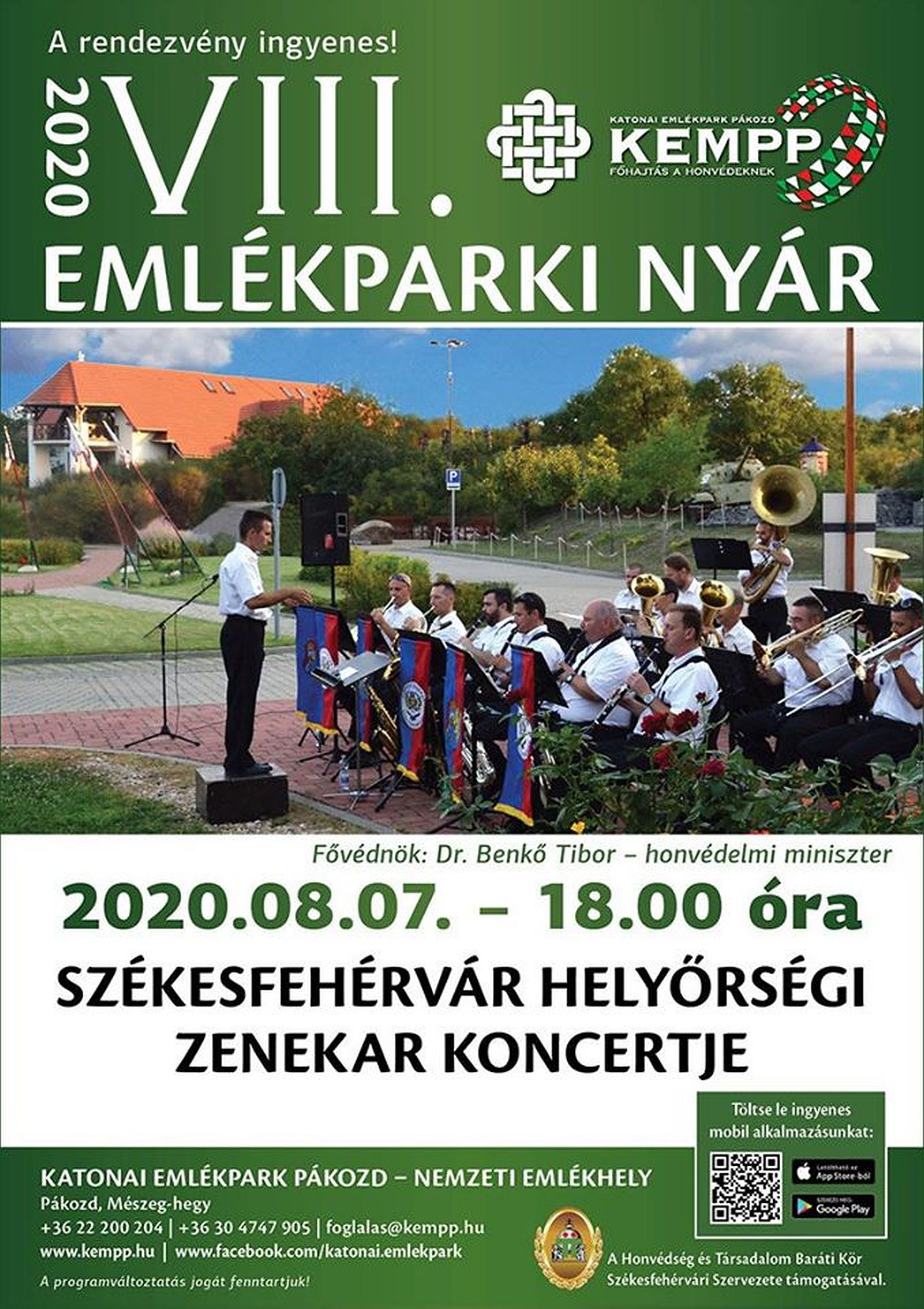A Székesfehérvár Helyőrségi Zenekar koncertjével folytatódik az Emlékparki Nyár