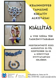 Krainhoffer Tamásné kreatív munkáiból nyílik tárlat kedden a Széna téri könyvtárban