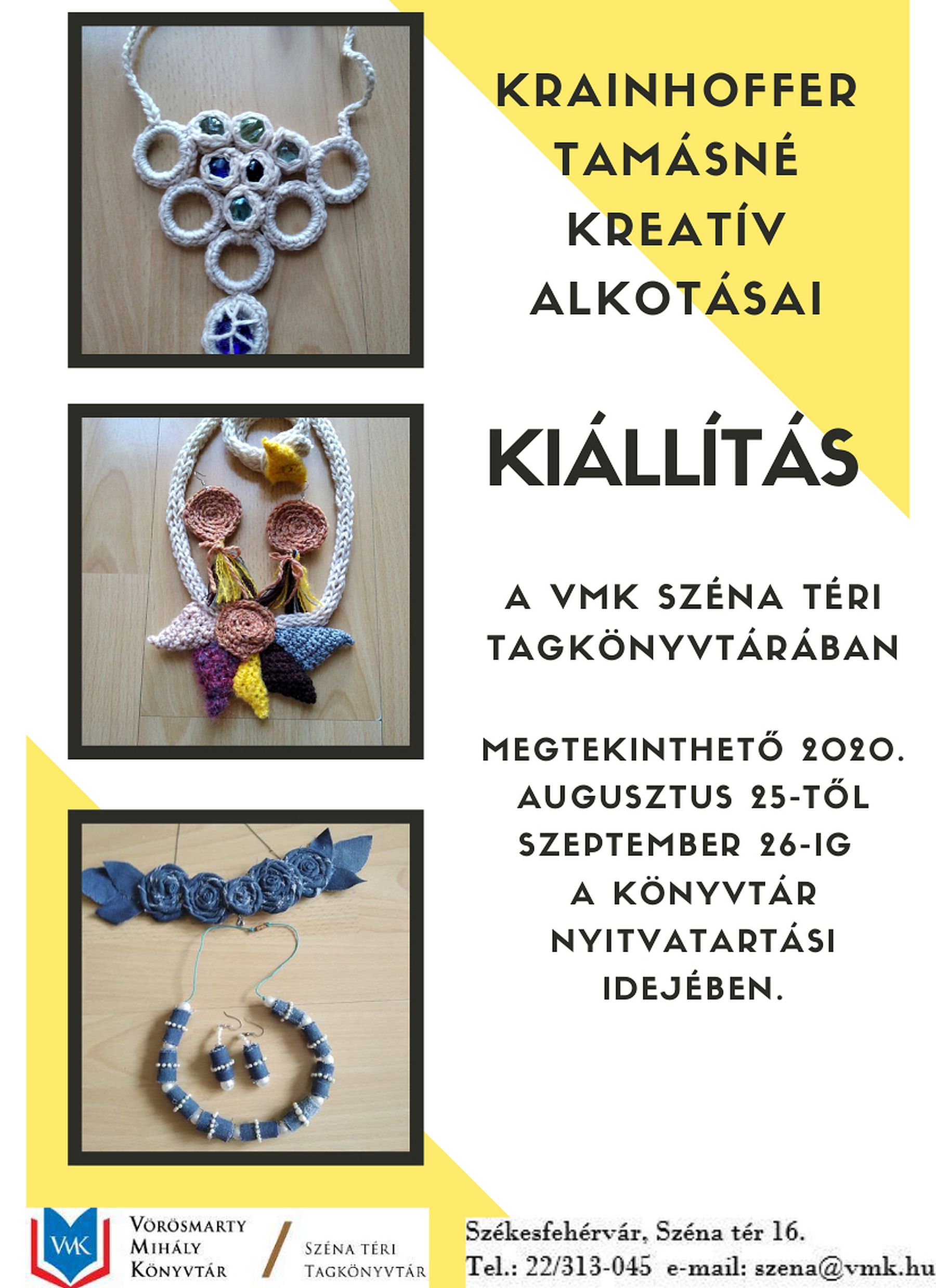 Krainhoffer Tamásné kreatív munkáiból nyílik tárlat kedden a Széna téri könyvtárban