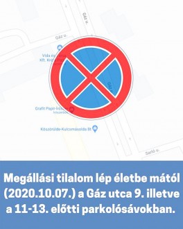 Távhővezeték javítása miatt zárták le egy szakaszon a parkolósávot a Gáz utcában