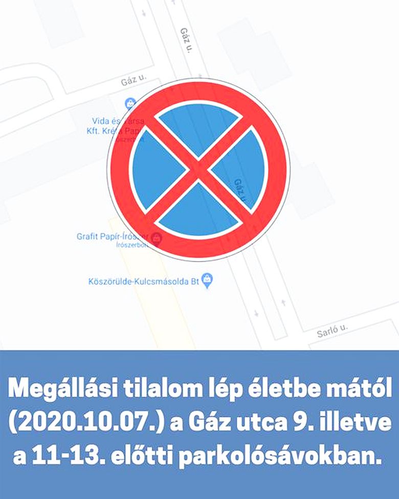 Távhővezeték javítása miatt zárták le egy szakaszon a parkolósávot a Gáz utcában