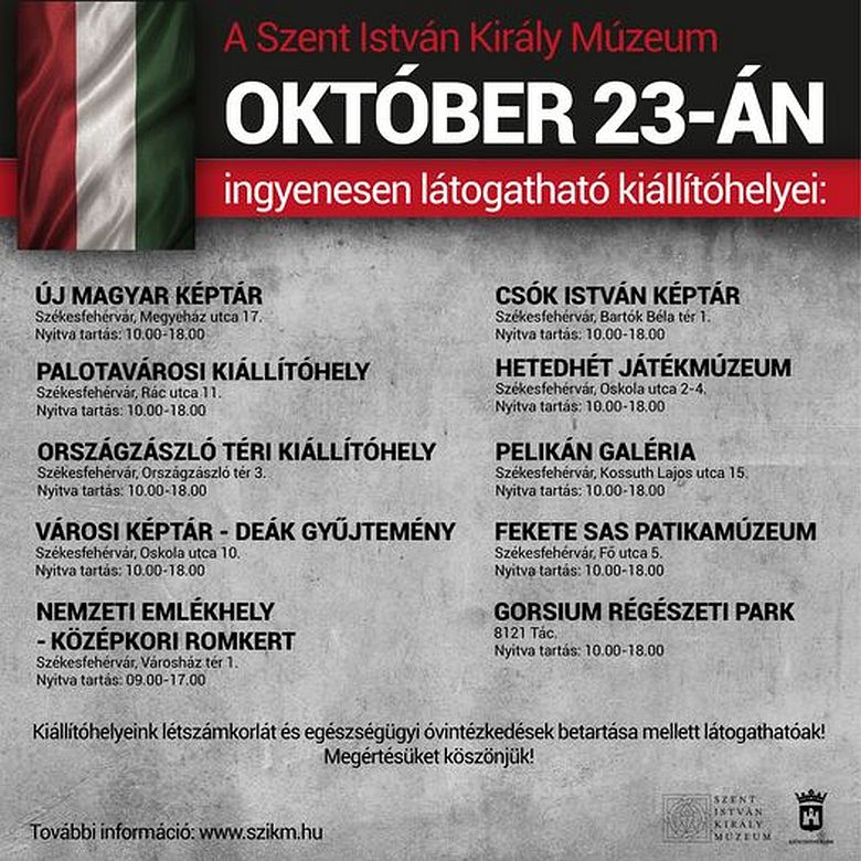 Ingyenesen látogathatóak a múzeumi kiállítóhelyek október 23-án