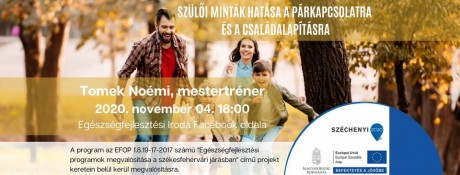 Szülői minták, párkapcsolat, családalapítás – online előadás november 4-én