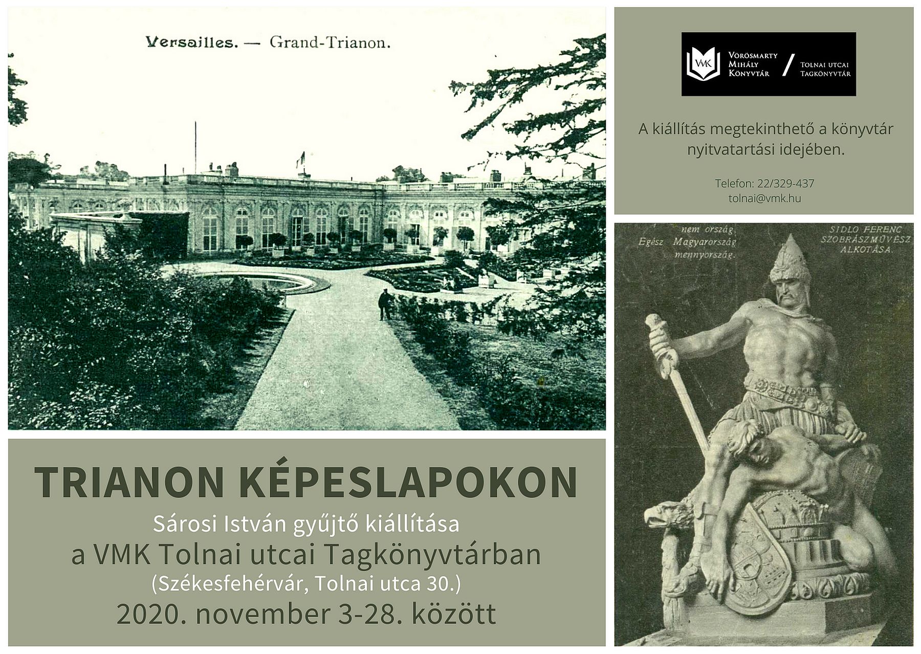 Trianon-képeslapok és díszes fafaragások kiállítása a könyvtárakban