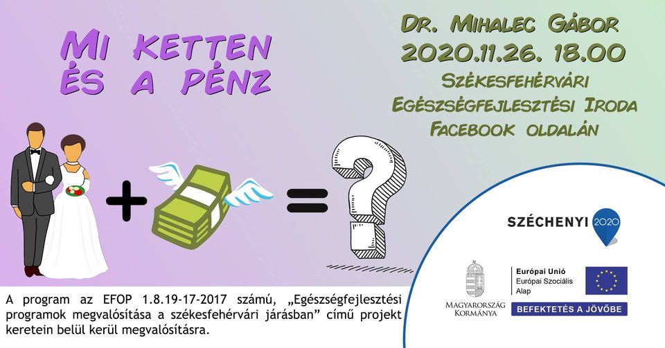 Mi ketten és a pénz – Mihalec Gábor előadásával zárul az Egészségfejlesztés Iroda programsorozata