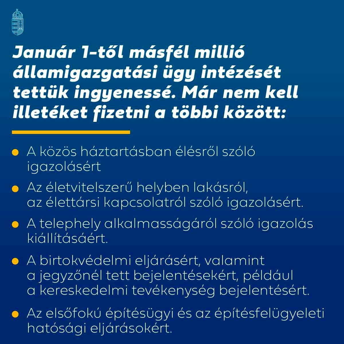 Illetékmentesek lettek év elejétől az elsőfokú közigazgatási eljárások