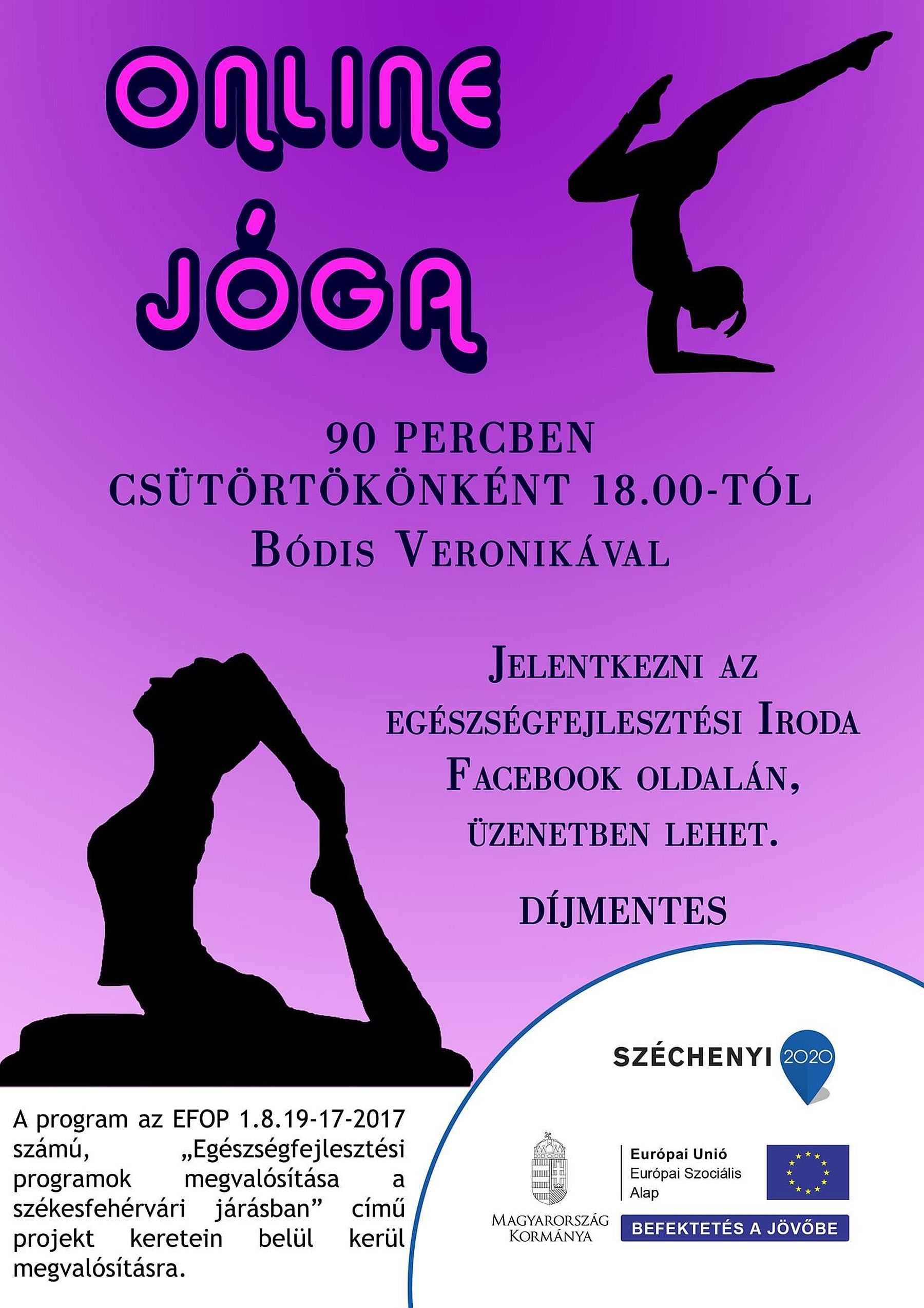 Online jógaóra lesz csütörtökön este az Egészségfejlesztési Iroda csatornáján