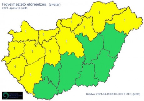 Fejér megyére is elsőfokú figyelmeztetést adtak ki a zivatarok miatt