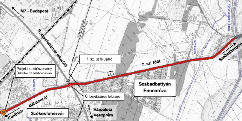 Budapest - Balaton kerékpárút - Fehérváron kerékpáros felüljáró is épül