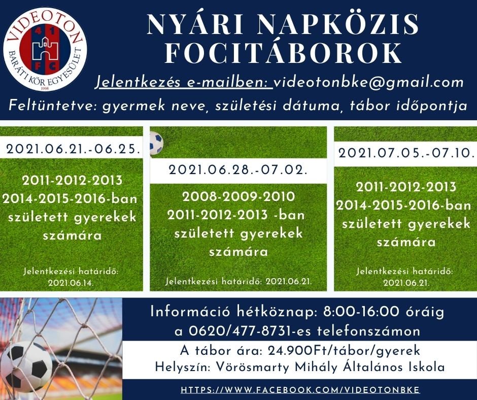 Sportos, játékos táborba várja a gyerekeket a Videoton Baráti Kör Egyesület