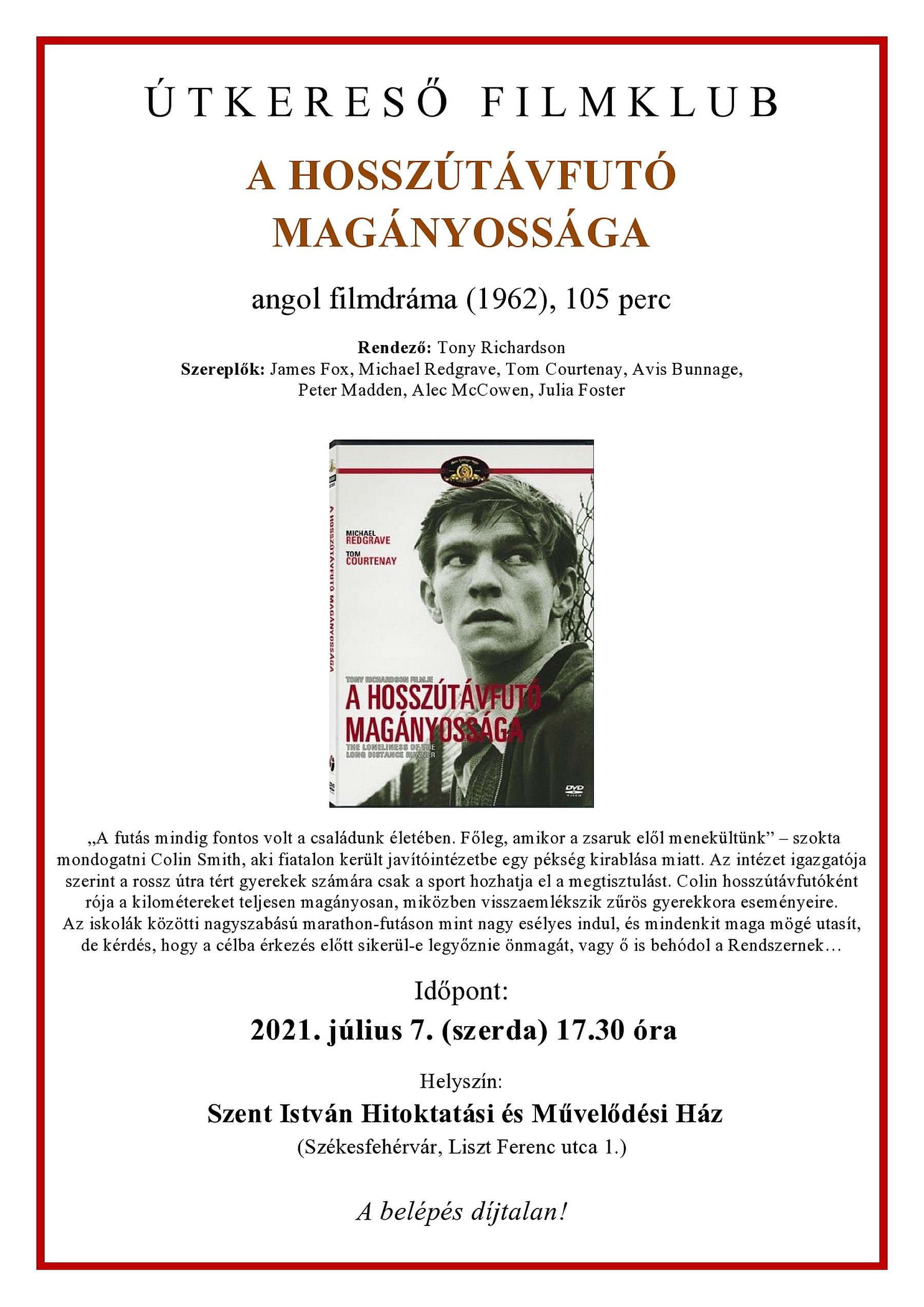 A hosszútávfutó magányossága - szerdán folytatódik az Útkereső Filmklub