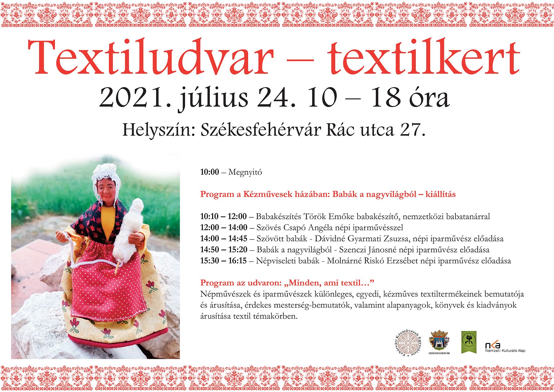 Textiludvar, textilkert – új programsorozat indul a Fehérvári Kézművesek Házában július 24-én