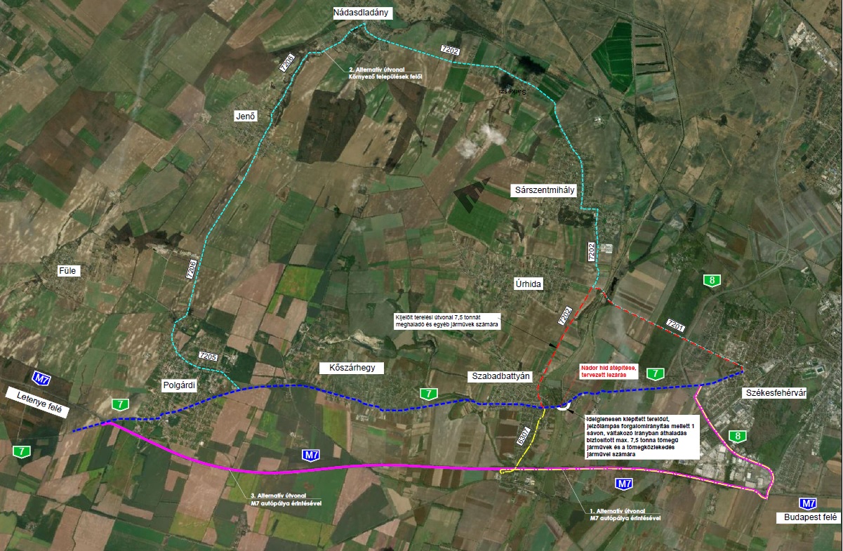 Épül a biciklis híd a Nádor-csatorna fölött - egy sáv lesz váltakozó irányban a 7-esen