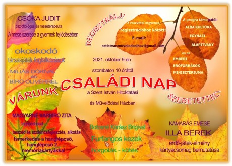 Családi nap lesz szombaton a Szent István Hitoktatási és Művelődési Házban