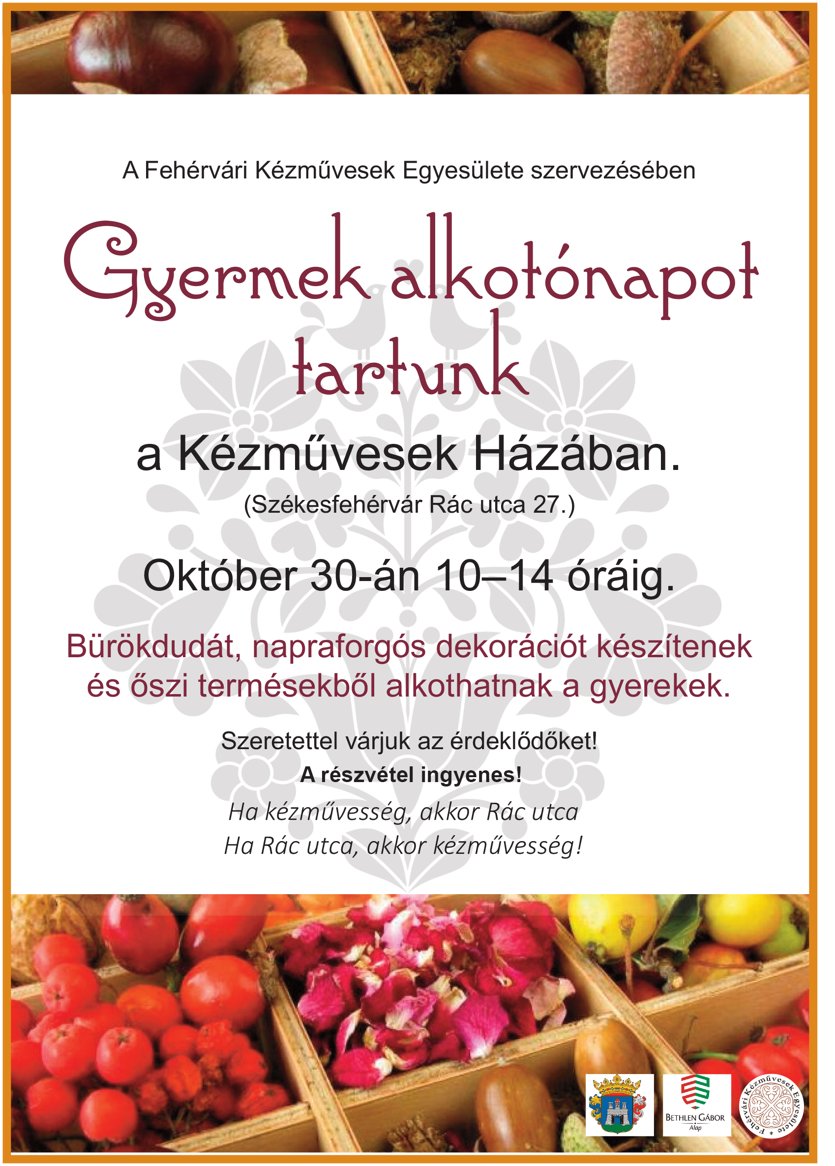 Gyerekeknek szerveznek alkotónapot október 30-án, szombaton a Kézművesek Házában