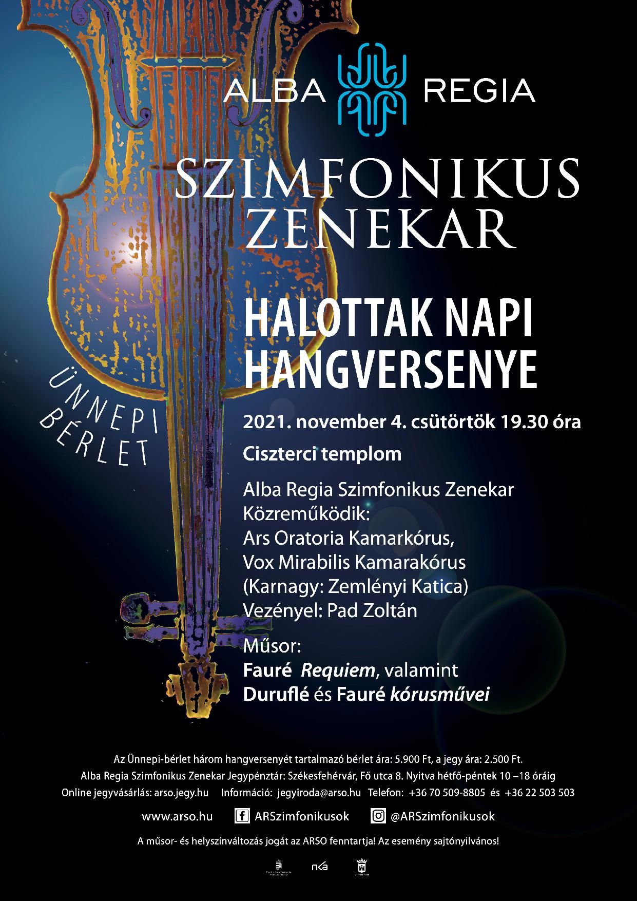Halottak napi hangversenyt rendez november 4-én az Alba Regia Szimfonikus Zenekar