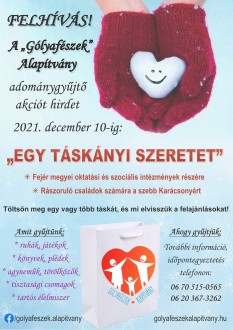 Egy táskányi szeretet – adománygyűjtő akció december 10-ig