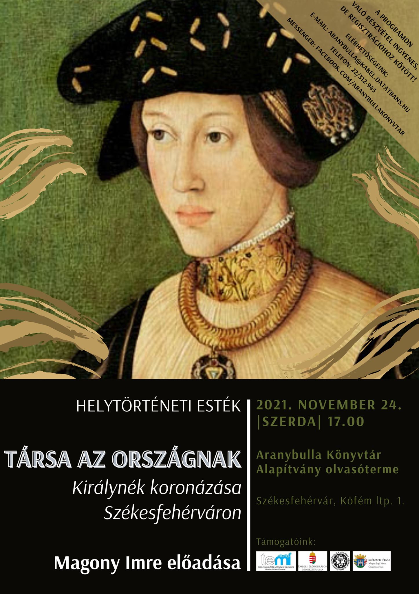 Királynék koronázásáról tartanak előadást az Aranybulla Könyvtárban