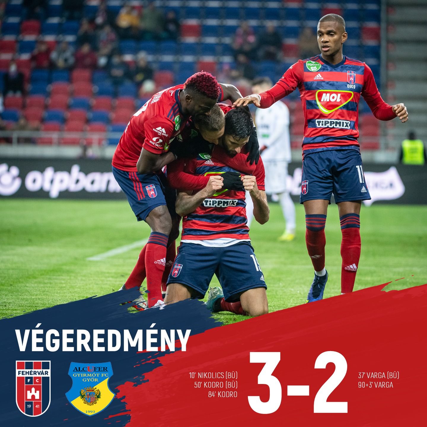 Emberhátrányban nyert a Sóstón a Gyirmót ellen a MOL Fehérvár