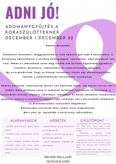 Adni jó! - a székesfehérvári koraszülött osztálynak gyűjtenek december 22-ig