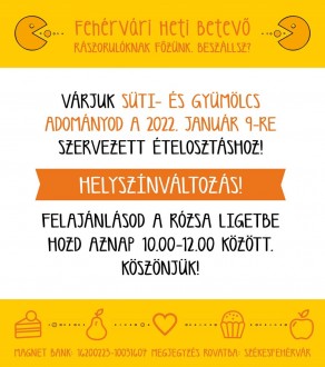 Vasárnap ismét segíthetünk - a Fehérvári Heti Betevő a Rózsaligetben várja vendégeit