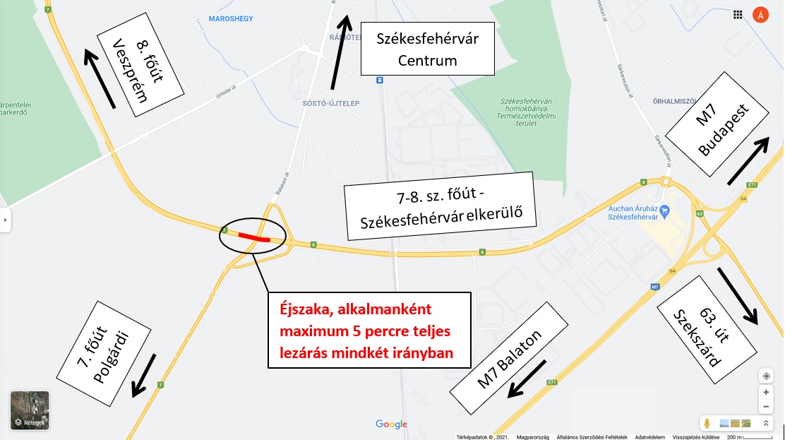 Időszakos éjszakai pályazárra lehet számítani a 7-8. számú elkerülő szakaszán