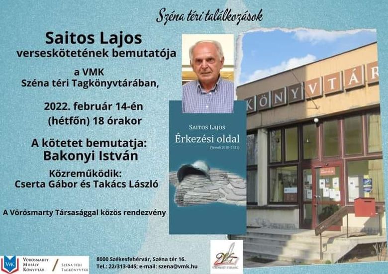 A Széna téri Tagkönyvtárban mutatják be Saitos Lajos új verseskötetét