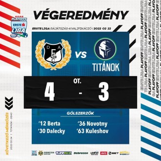 Jégkorong – csak a hosszabbításban nyert a Debrecen a Titánok ellen