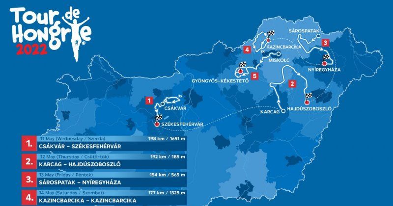 Itt a 2022-es Tour de Hongrie útvonala - az első szakasz befutója lesz Fehérváron