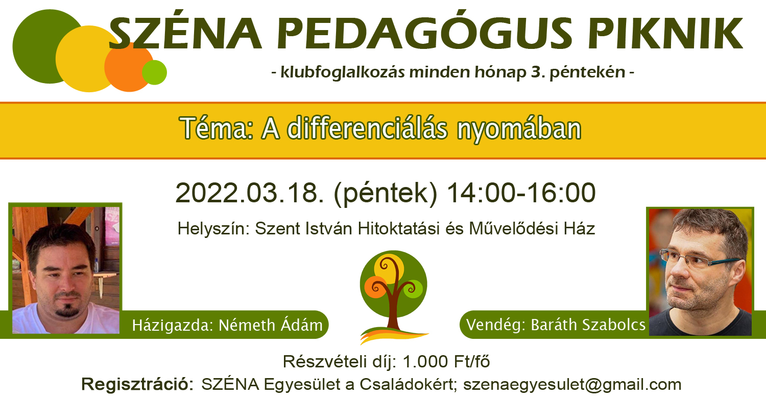 SZÉNA: folytatódik a Pedagógus Piknik - a differenciálás a hónap témája