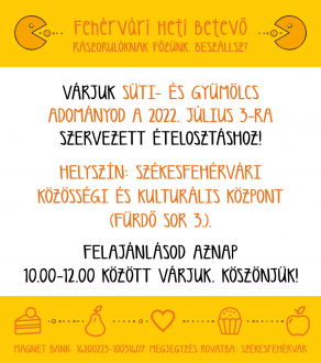 Nyáron is segíthetnünk! - élelmiszer adományokat fogadnak