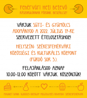 Heti Betevő - Sütemény- és gyümölcsadománnyal is segíthetünk