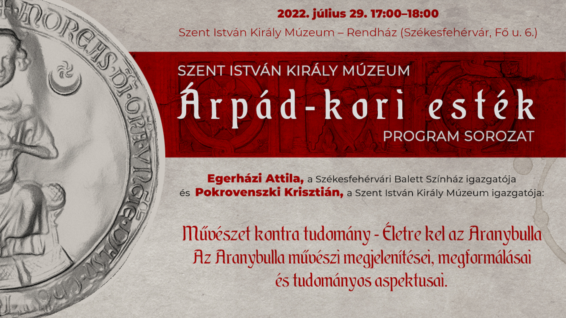 Pénteken folytatódnak az Árpád- kori esték - művészet kontra tudomány