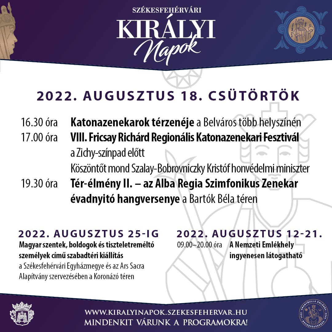 Székesfehérvári Királyi Napok  - ezek lesznek a csütörtöki programok