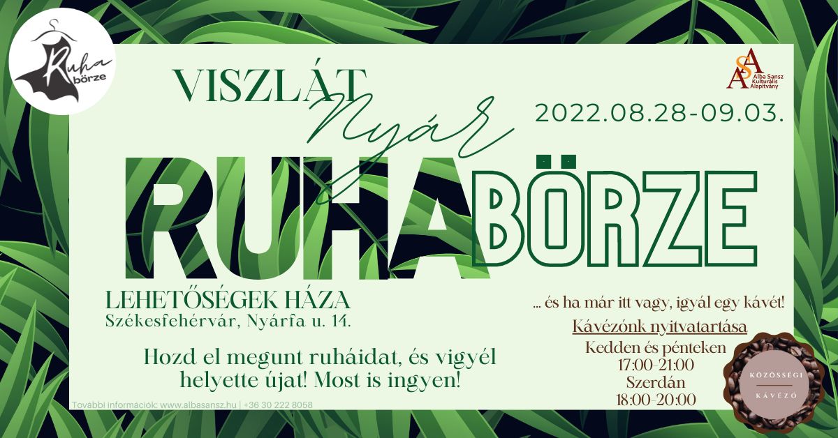 Ingyenes ruhabörzét rendez az iskolakezdés hetében az Alba Sansz