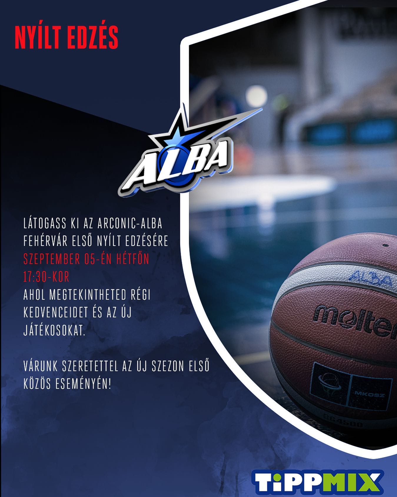 Nyílt edzést tart az Arconic - Alba Fehérvár szeptember 5-én az Alba Regia Sportcsarnokban