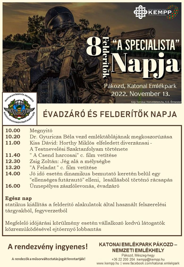 Évadzáró és felderítők napja lesz november 13-án, vasárnap a KEMPP-ben