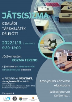 Játs(s)zma - szombaton újra társasjáték az Aranybulla Művelődési Ház és Könyvtárban