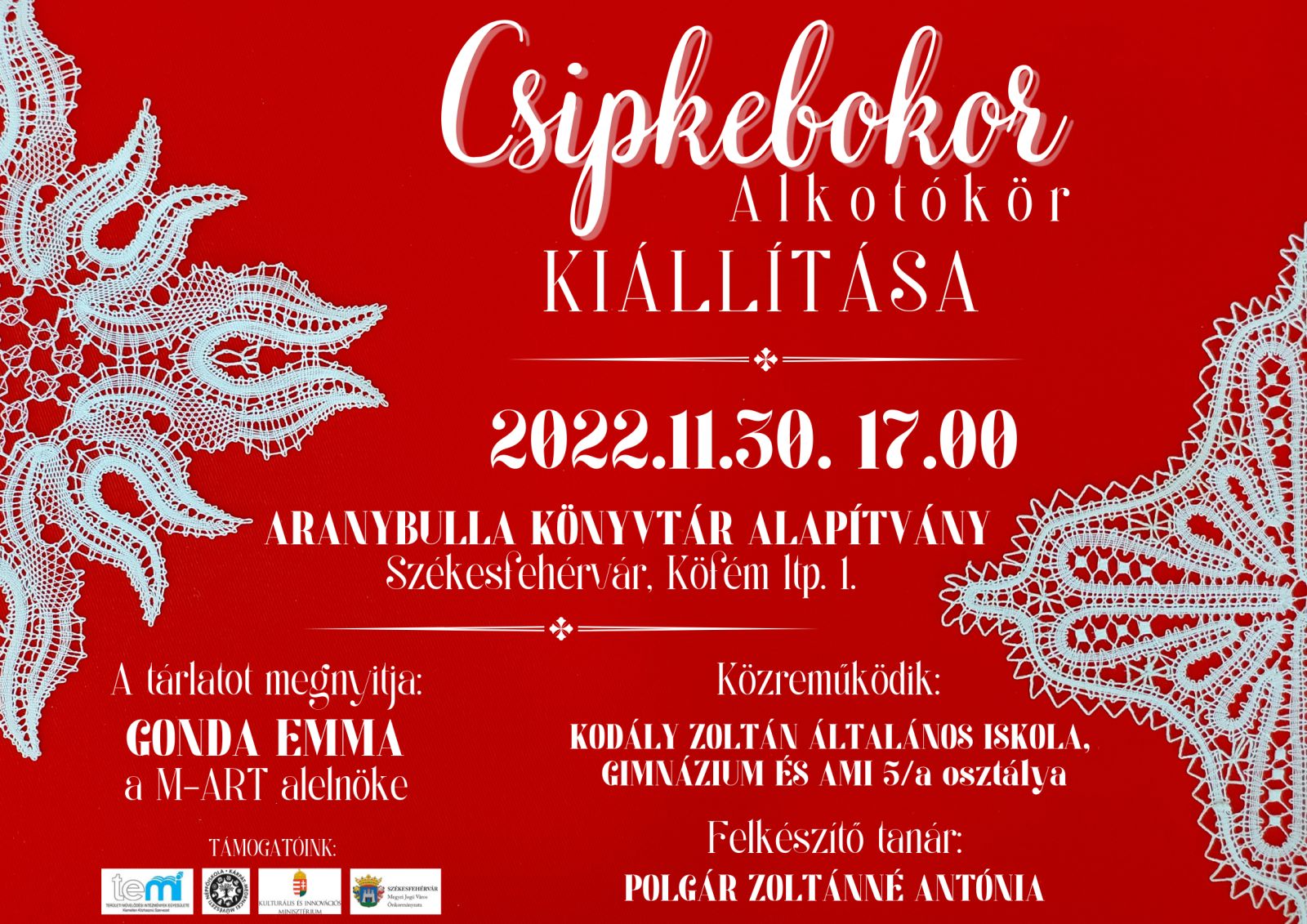 Kiállítás nyílik a Csipkebokor Alkotókör munkáiból az Aranybulla Könyvtárban