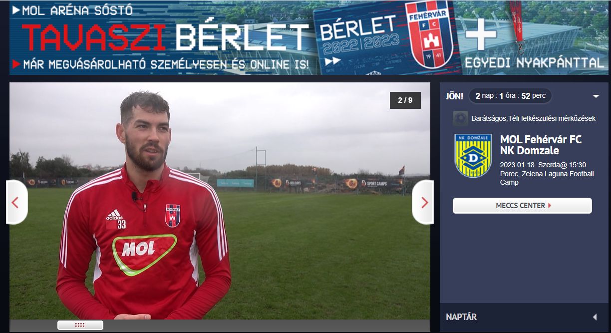 Bese Barnabás videóüzenetre a MOL Fehérvár FC edzőtáborából