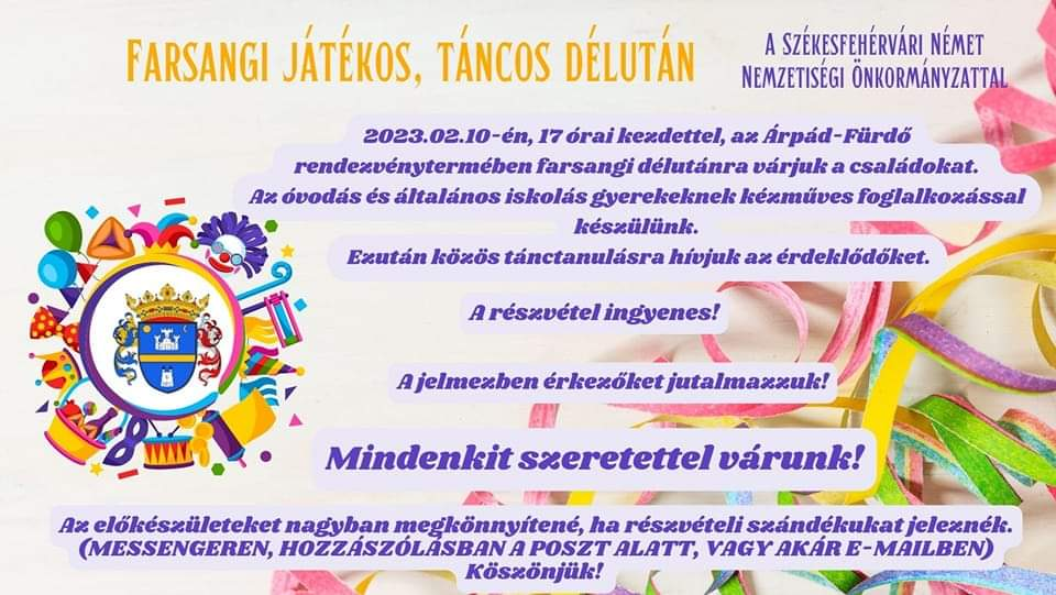 Farsangi játékos, táncos délután a Német Nemzetiségi Önkormányzatnál