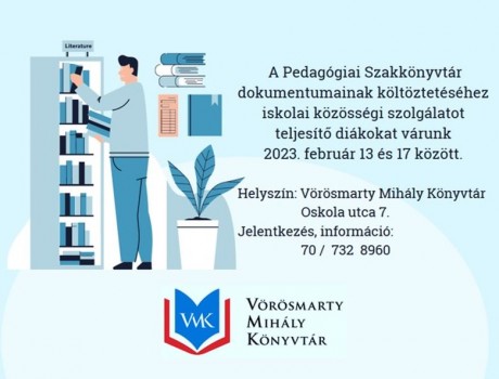 Könyvtárköltöztetéshez kérik IKSZ-es diákok közreműködését