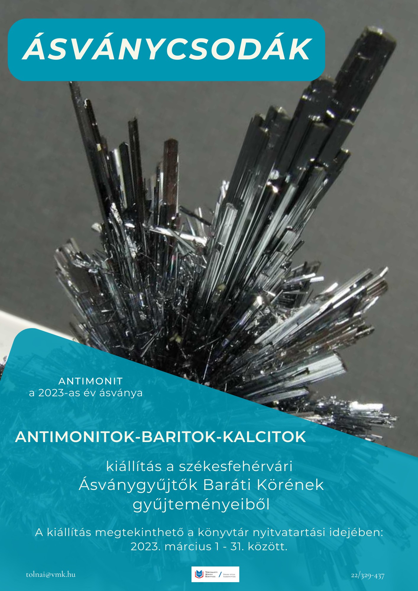 Antimonitok, baritok és kalcitok - ásványcsodák a Tolnai utca Tagkönyvtárban