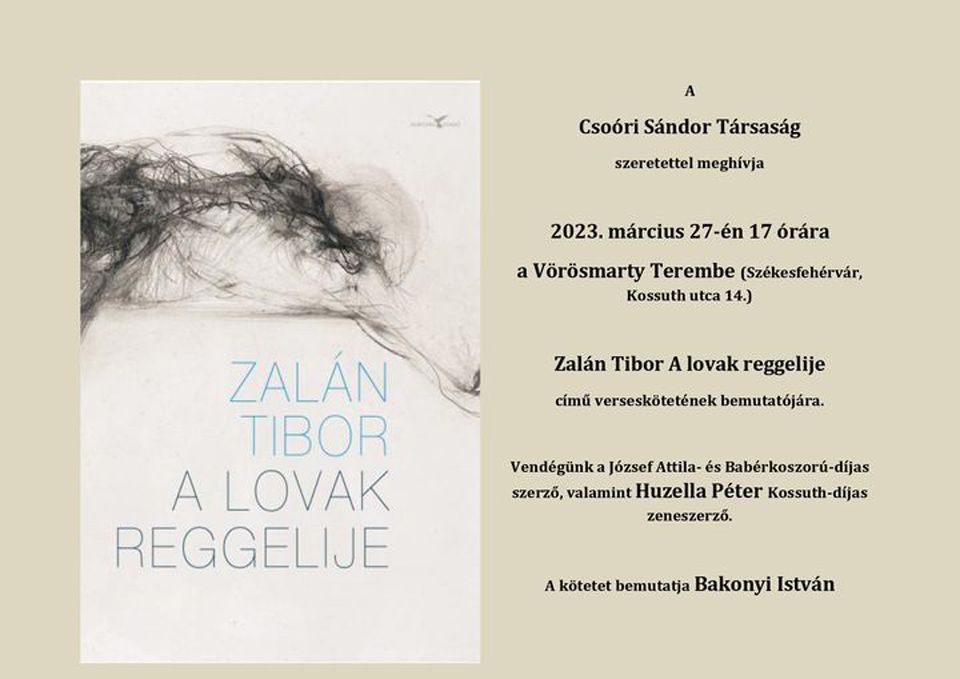 A lovak reggelije – verseskötet-bemutató hétfőn a Vörösmarty Teremben