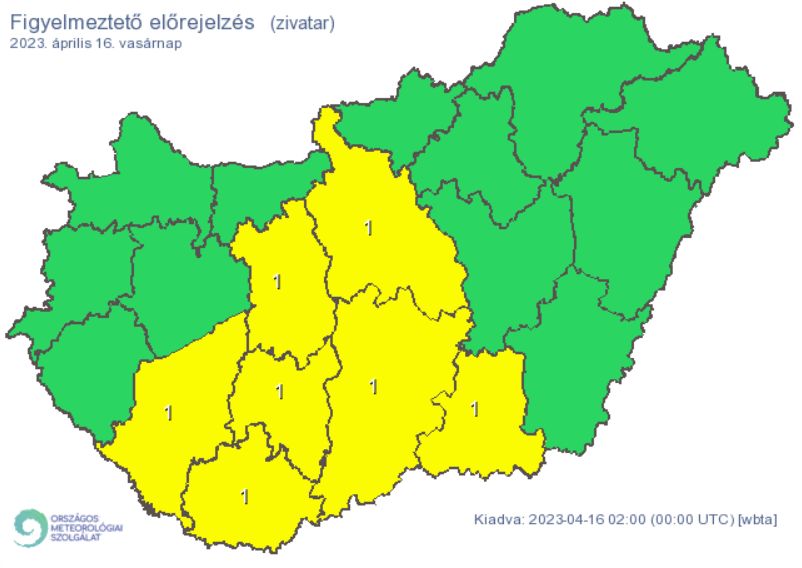 Zivatarveszély miatt adtak ki figyelmeztetést Fejérre is, vasárnap
