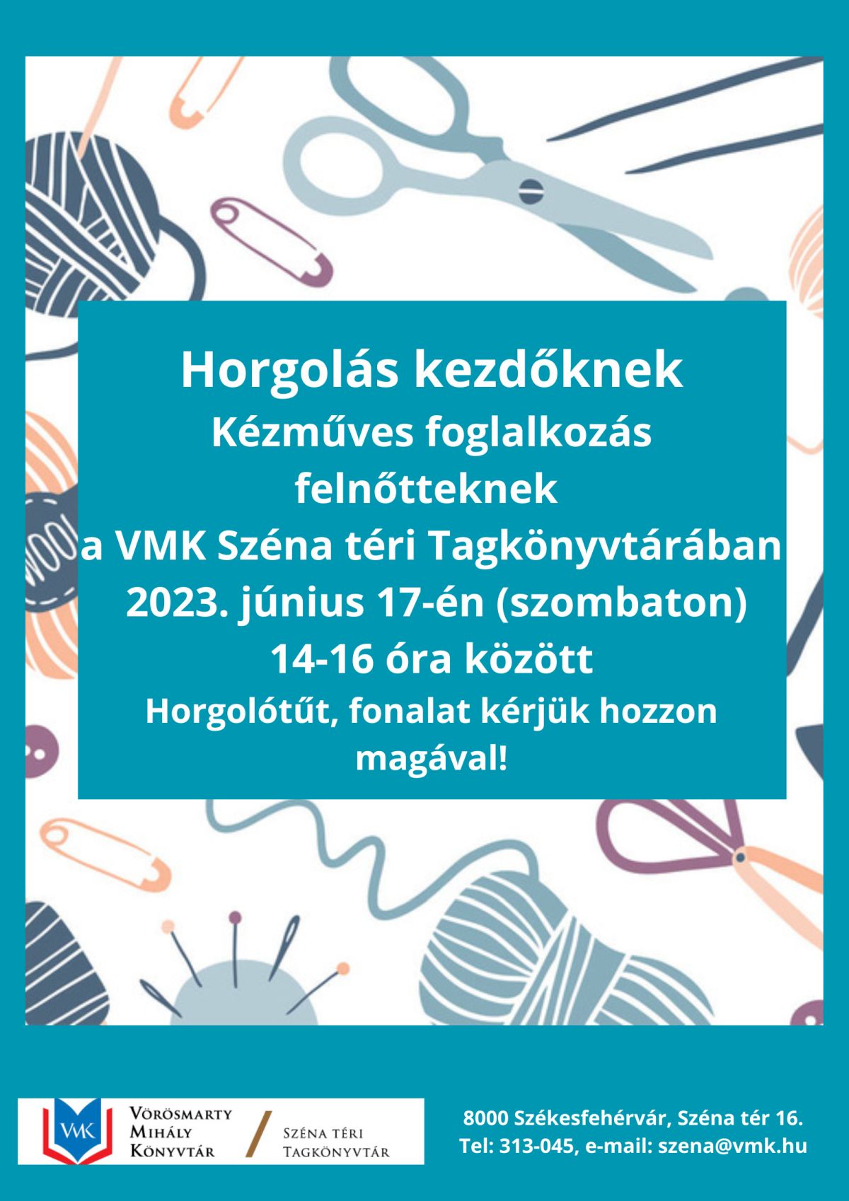 Horgolás kezdőknek szombaton a Széna téri Tagkönyvtárban