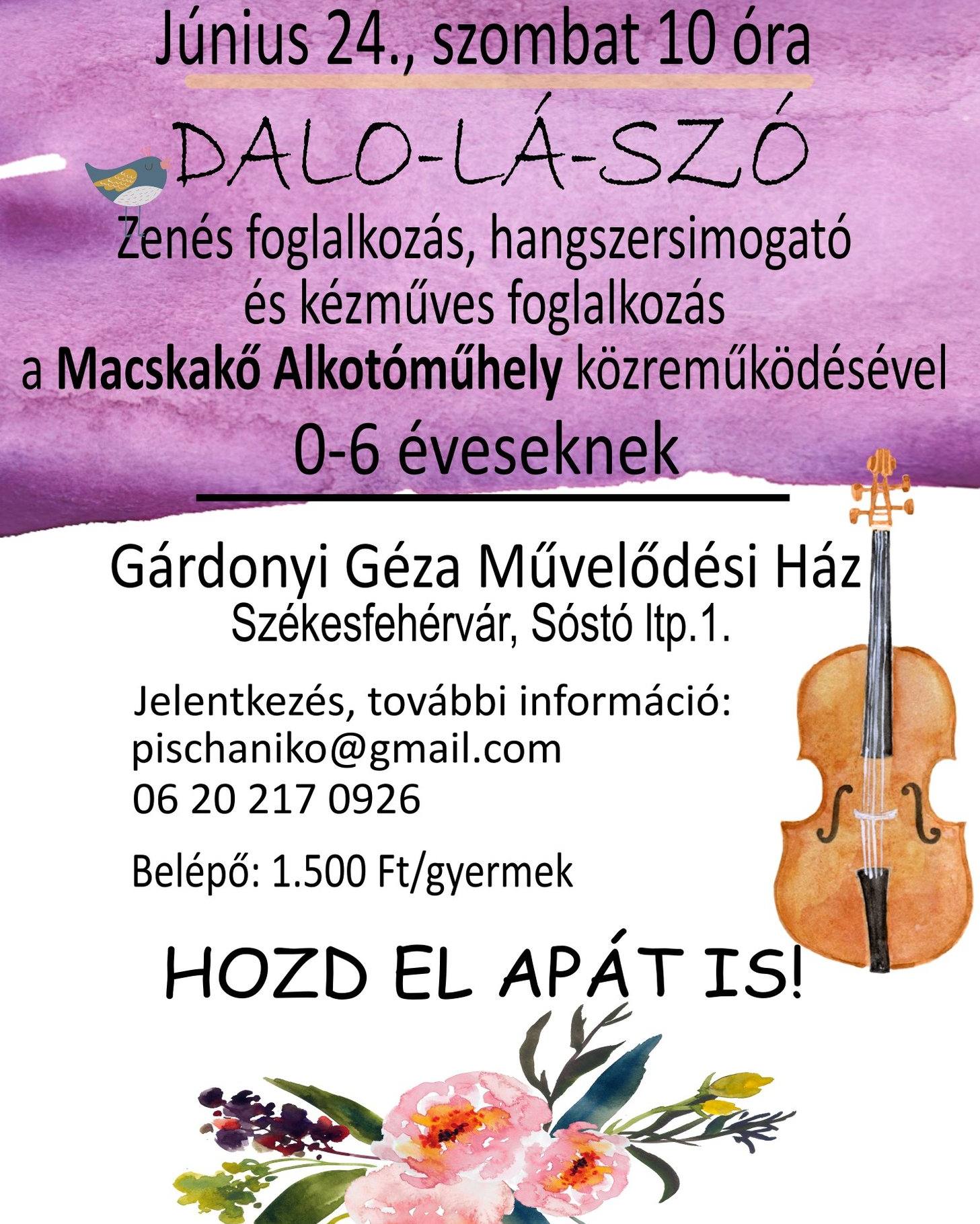 DALO-LÁ-SZÓ – zenés program és hangszersimogató gyerekeknek a Gárdonyiban
